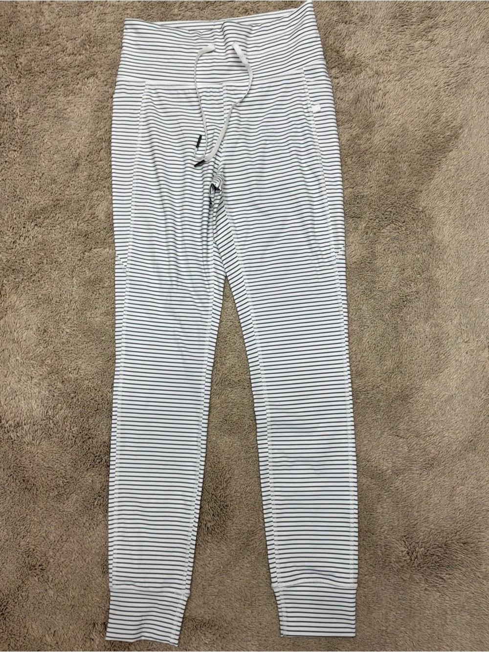 HALARA White and Black Striped Women’s Jogger Pants